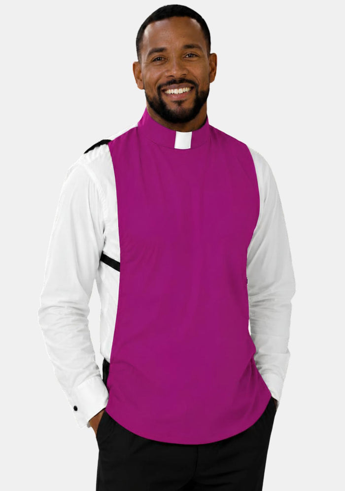 Chemise de clergé haut de gamme bleu roi et violet romain