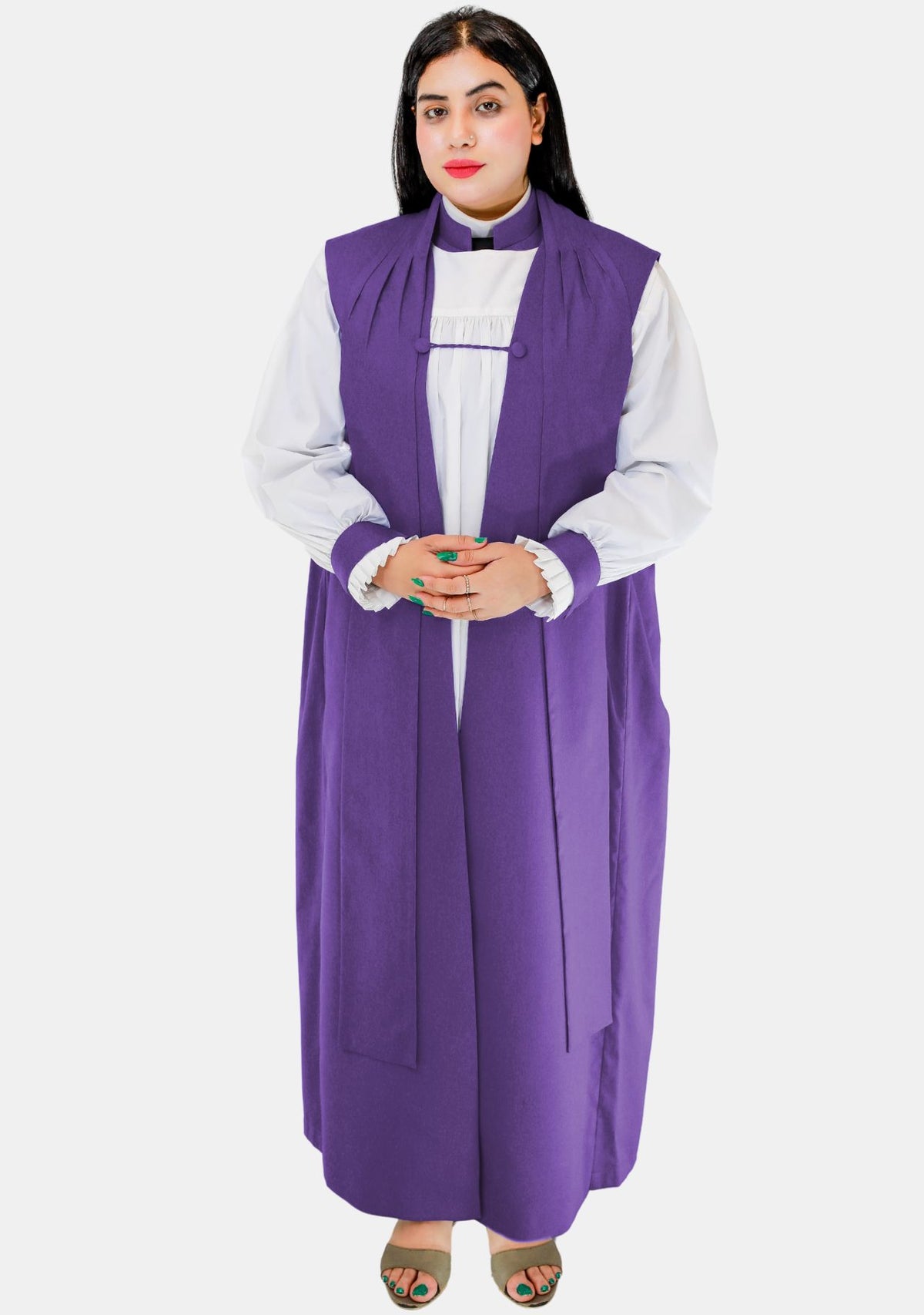 Chimère ecclésiastique anglicane pour femme, pourpre romaine