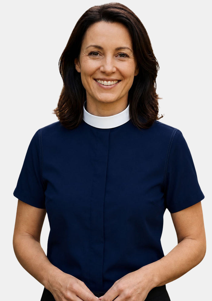 Chemise noire eClergy pour femme à col romain