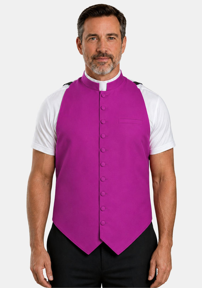 Chemise de clergé haut de gamme bleu roi et violet romain