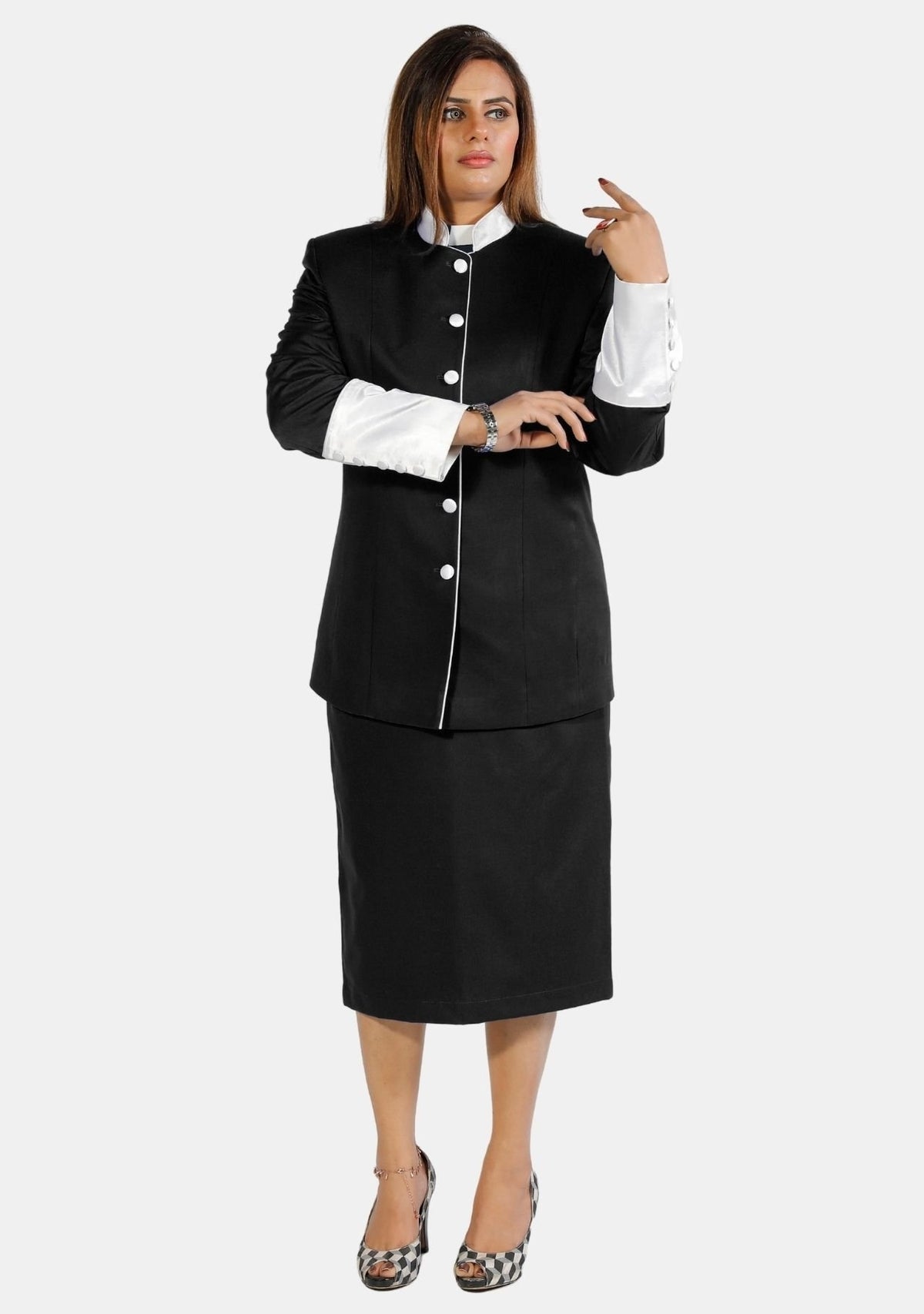 Costume jupe noir et blanc pour pasteur