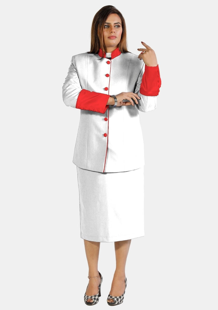 Tailleur-jupe clérical blanc et rouge d'eClergy
