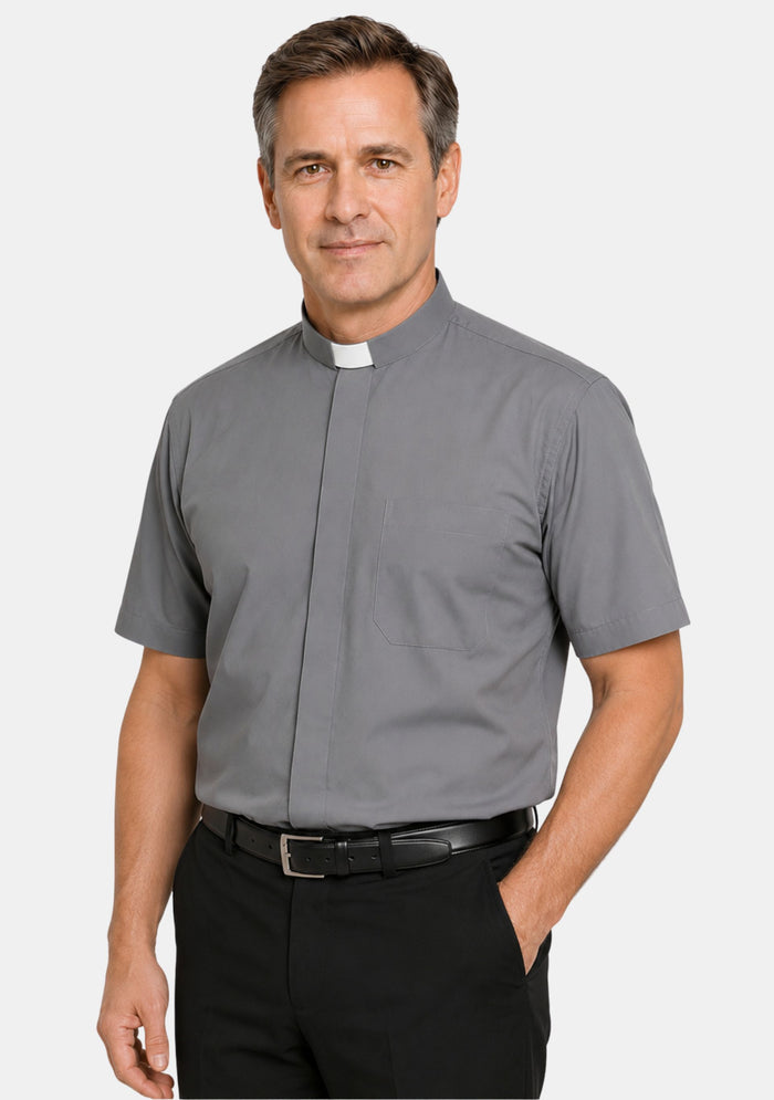 Chemise eClergy à col à patte grise