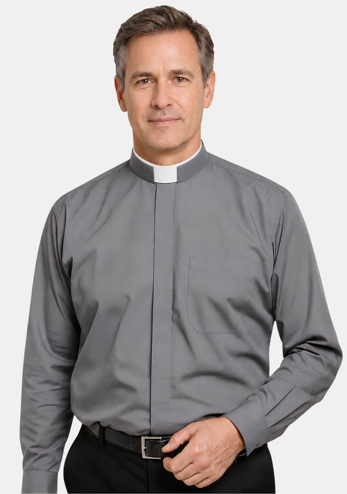 Chemise grise à col romain pour eClergy