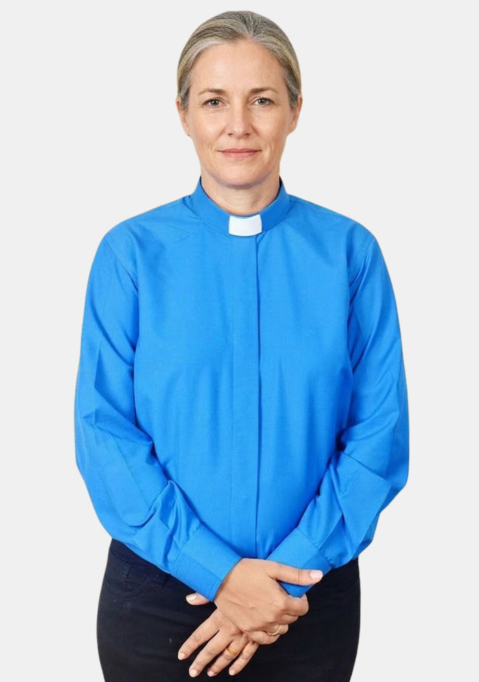 Chemise clergé bleu roi pour femme