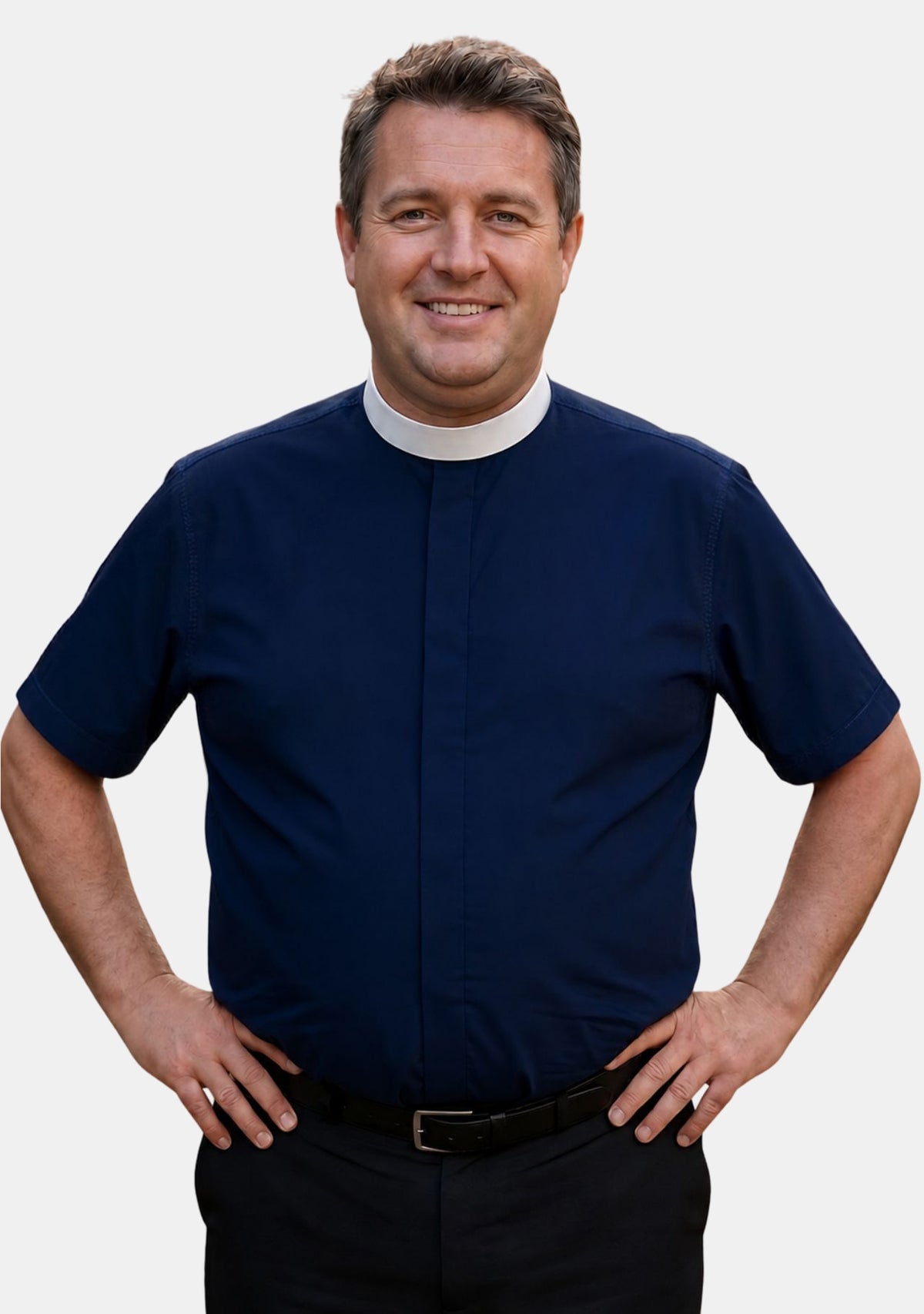 Chemise de clergé dorée à col montant