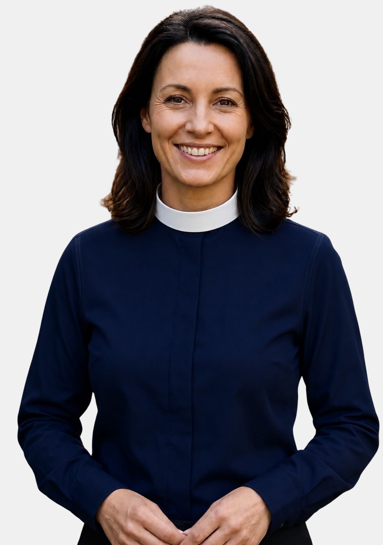 Chemise noire eClergy pour femme à col romain