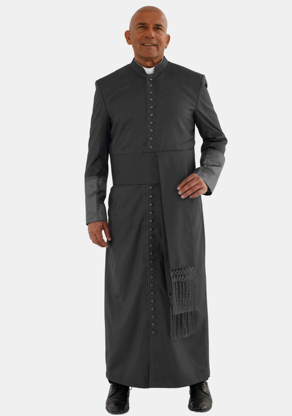 Andronicus Soutane romaine noire pour homme avec manchette en satin