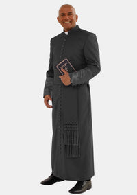 Andronicus Soutane romaine noire pour homme avec manchette en satin
