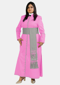 Soutane rose et grise pour femme