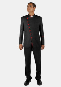 Veste croisée noire et rouge du clergé