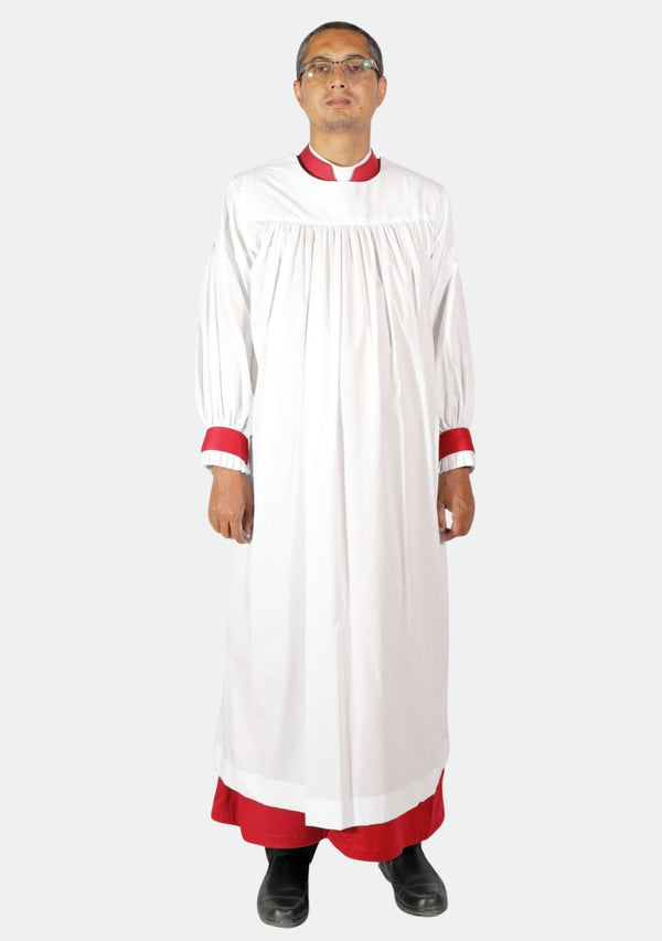 Rochet anglican à poignets rouges