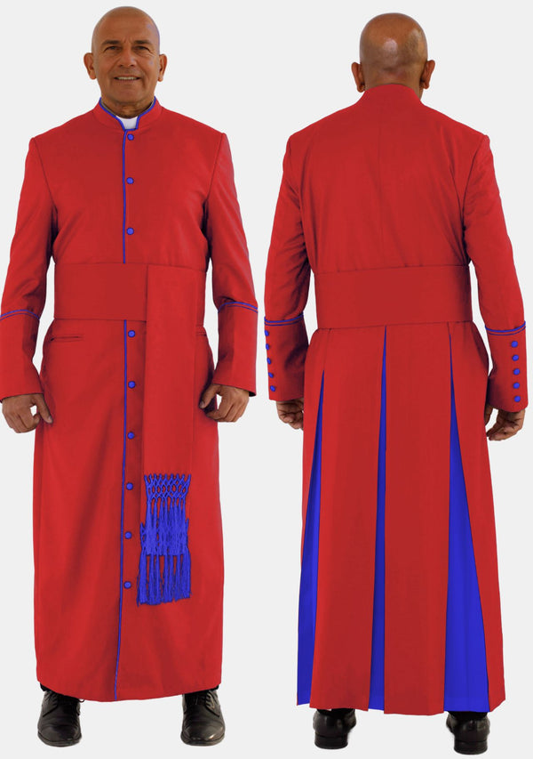 Robe rouge eClergys avec bordure bleu roi pour homme