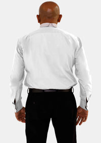 Chemise blanche à manches longues et col à bande pour homme