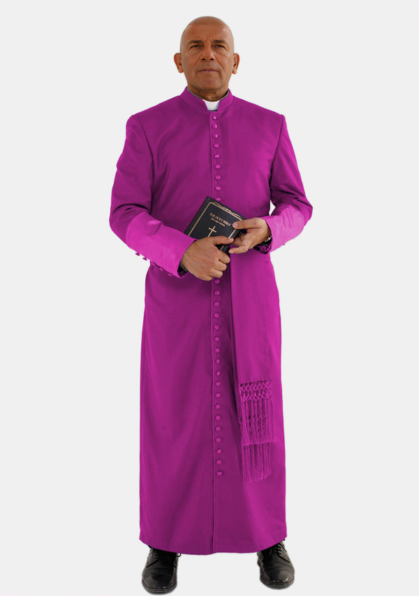 Soutane romaine Barnabas pour homme rouge violet avec manchette en satin