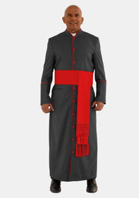 Robe de prêtre Bigtha noire et rouge pour homme