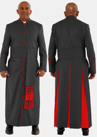 Robe de prêtre Bigtha noire et rouge pour homme