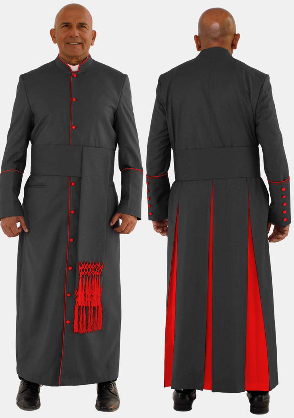 Robe de prêtre Bigtha noire et rouge pour homme
