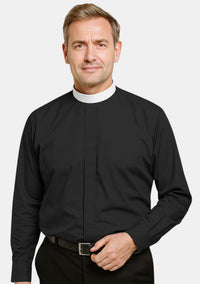 Chemise noire à col montant pour prêtre