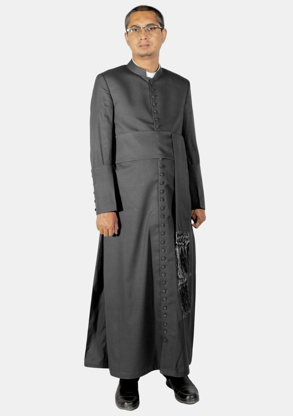 Soutane romaine noire céleste pour homme