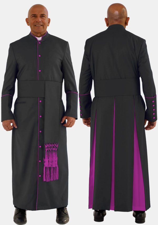 Robe d'évêque noire Chislon avec robe rouge et violette
