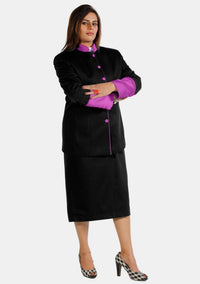 Tailleur jupe eClergy noir violet 
