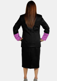 Tailleur jupe eClergy noir violet 