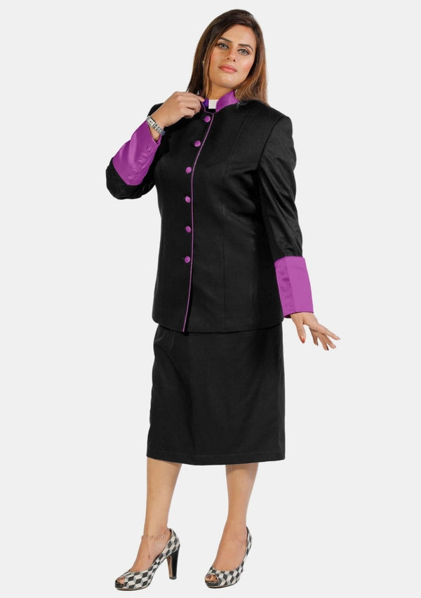 Tailleur jupe eClergy noir violet 