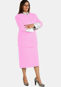 Tailleur jupe clérical rose et blanc d'eClergy