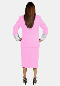 Tailleur jupe clérical rose et blanc d'eClergy