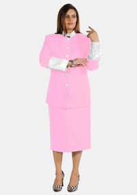 Tailleur jupe clérical rose et blanc d'eClergy