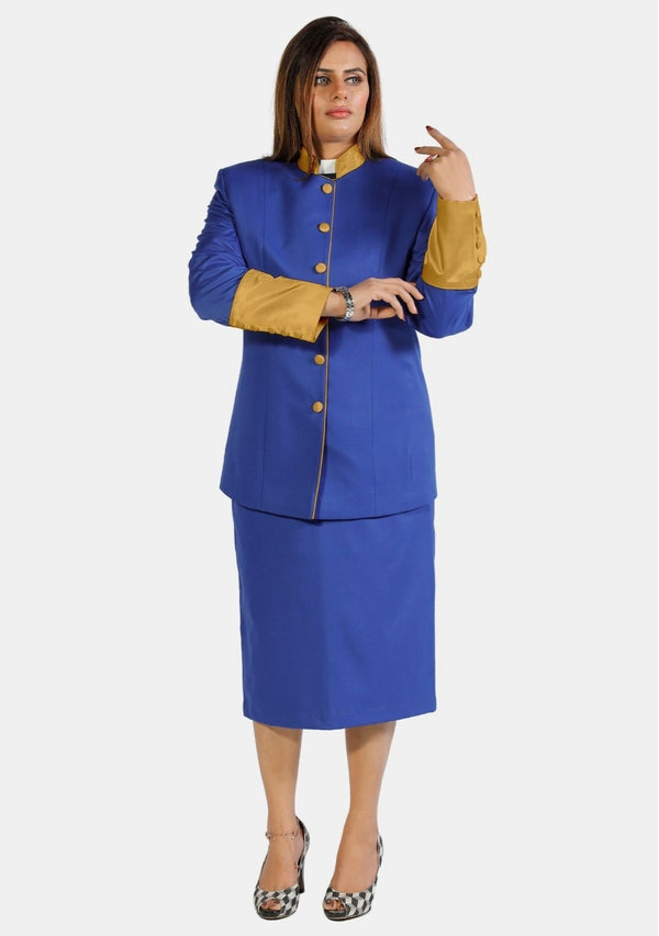 Tailleur-jupe clérical bleu roi d'eClergy