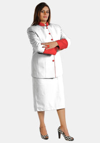 Tailleur-jupe clérical blanc et rouge d'eClergy