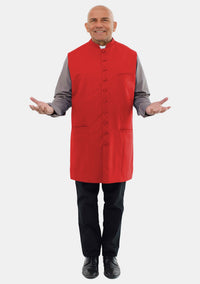Gilet long rouge pour homme, style clergé