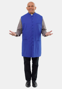 Gilet long pour homme, style clergé, bleu roi