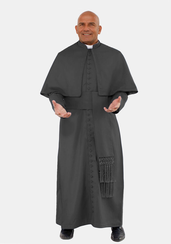 Soutane romaine noire Saviour avec cape d'épaule pour homme