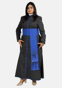 Soutane catholique romaine pour femmes, noire et bleu roi