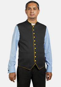 Gilet clergé noir éloquent avec bordure contrastée