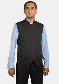 Gilet clergé noir éloquent avec bordure contrastée