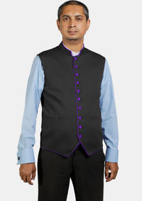 Gilet clergé noir éloquent avec bordure contrastée