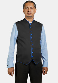 Gilet clergé noir éloquent avec bordure contrastée