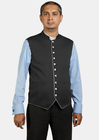 Gilet clergé noir éloquent avec bordure contrastée