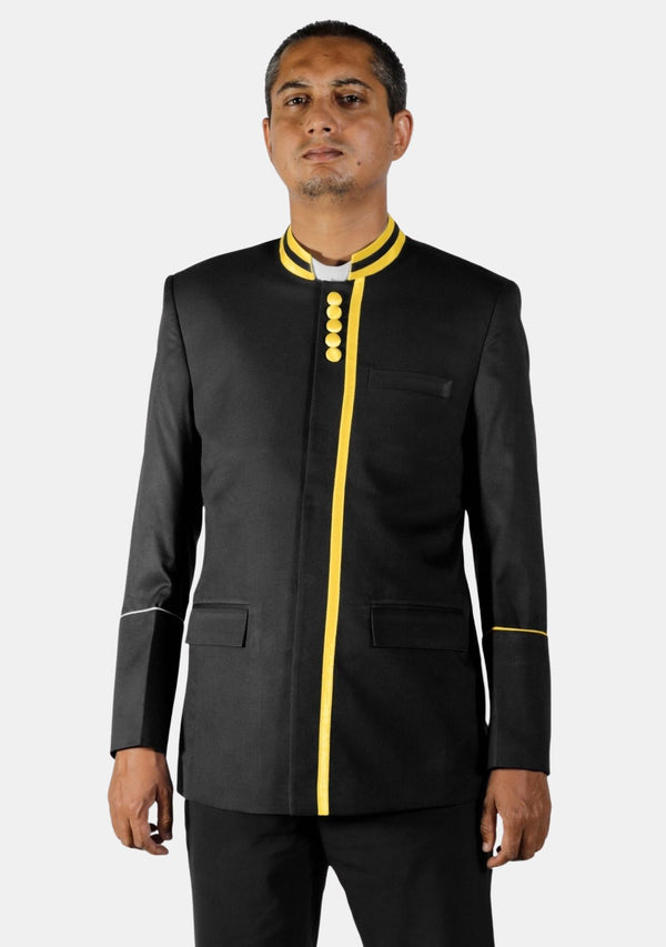 Veste cléricale de prêtre noire et dorée