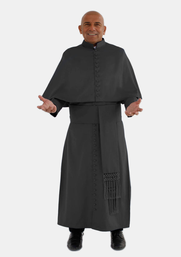 Ethan Priest Soutane noire avec cape d'épaule