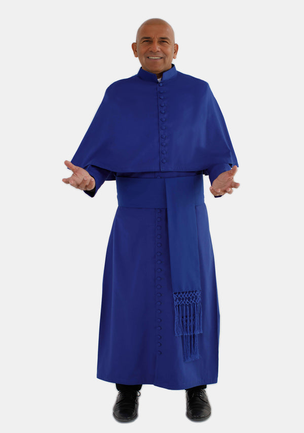 Soutane Felix Priest bleu roi avec cape d'épaule