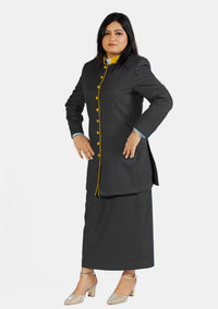 Costume ministériel noir pour femme avec contraste