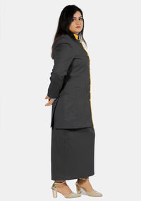 Costume ministériel noir pour femme avec contraste