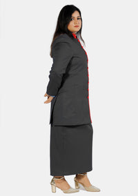 Costume ministériel noir pour femme avec contraste
