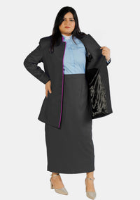 Costume ministériel noir pour femme avec contraste