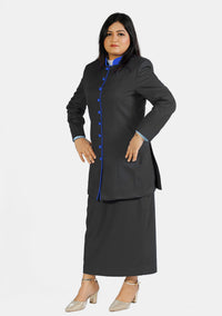 Costume ministériel noir pour femme avec contraste